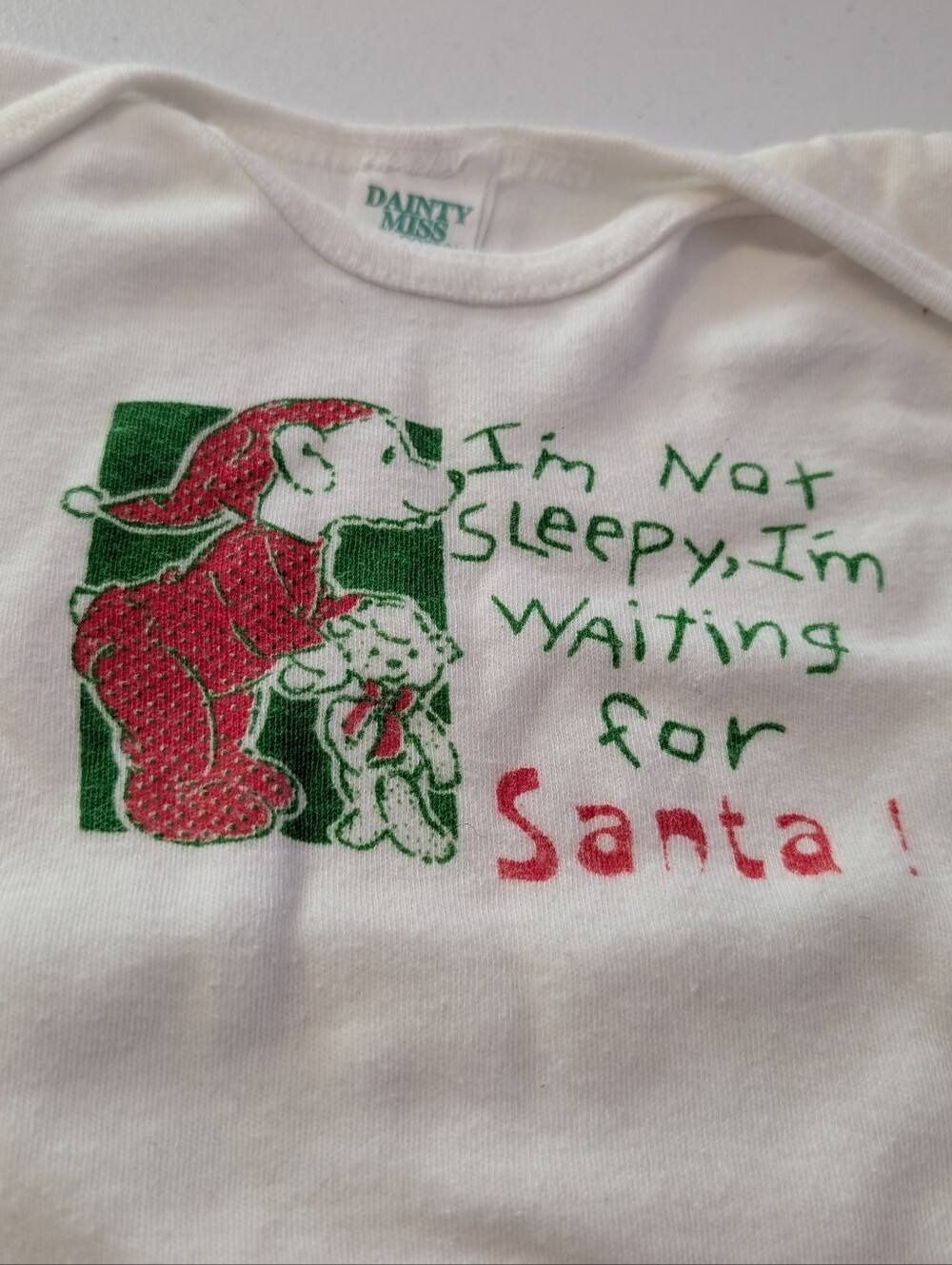 Dainty Miss Bodysuit Unisex 19-26lbs White Waiting For Santa Graphic Christmas